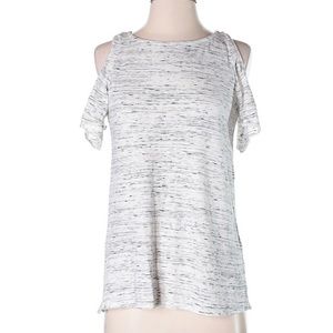 LOFT Cold Shoulder Tee in Space Dye Light Gray XS